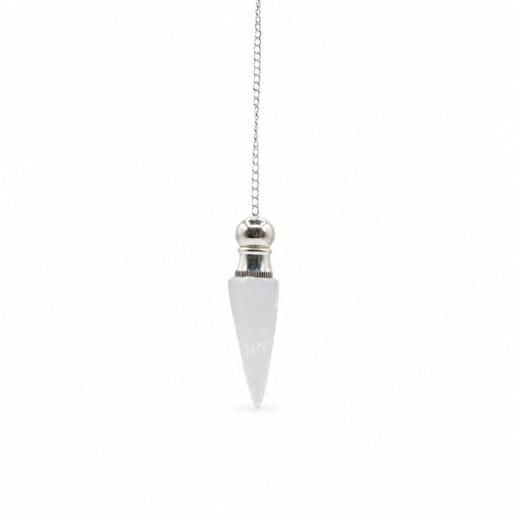 Secret Cavity Discovery of Truth Pendulum - Clear Quartz - Silver Plated Special Gemstone Pendulums