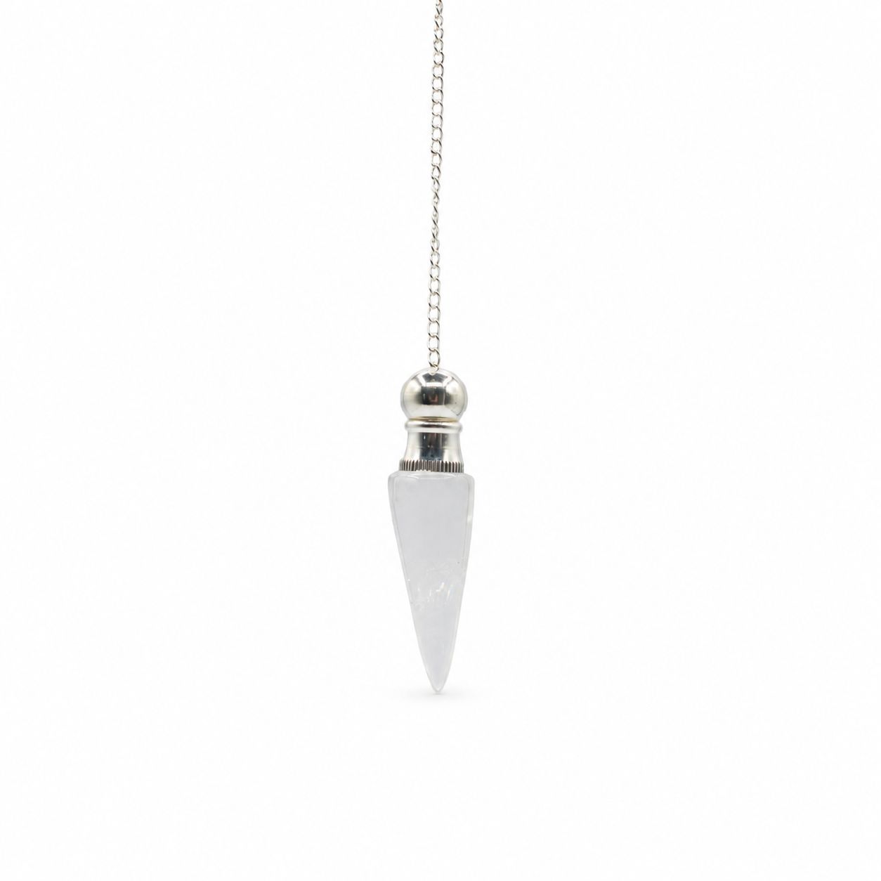 Secret Cavity Discovery of Truth Pendulum - Clear Quartz - Silver Plated Special Gemstone Pendulums