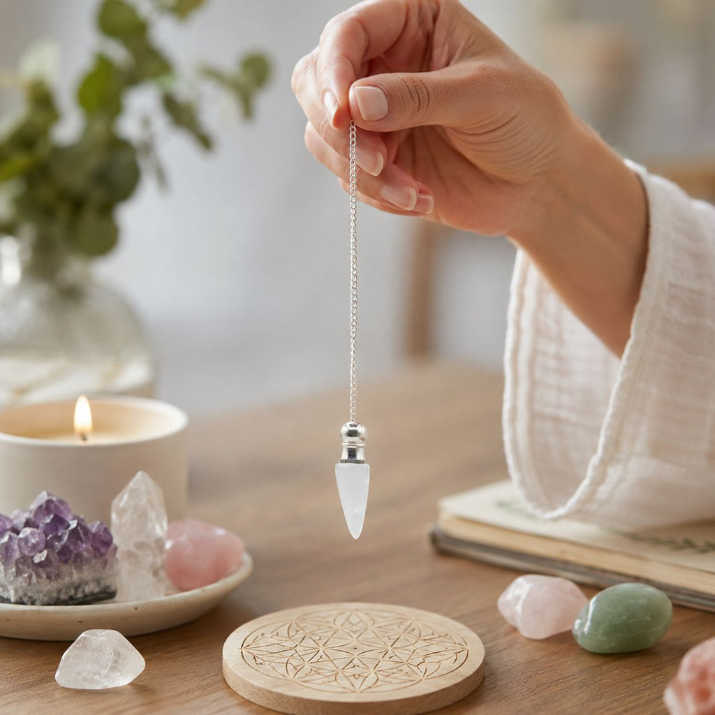 Secret Cavity Discovery of Truth Pendulum - Clear Quartz - Silver Plated Special Gemstone Pendulums