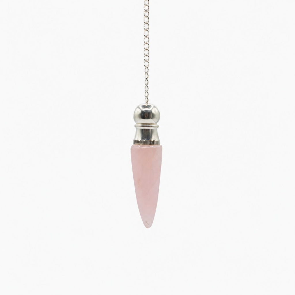 Secret Cavity Discovery of Truth Pendulum - Rose Quartz - Silver Plated Special Gemstone Pendulums