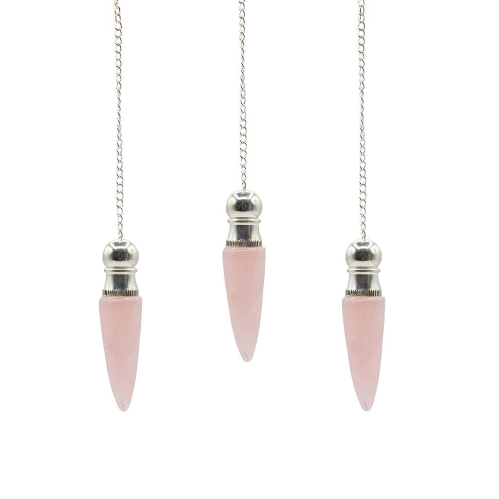 Secret Cavity Discovery of Truth Pendulum - Rose Quartz - Silver Plated Special Gemstone Pendulums