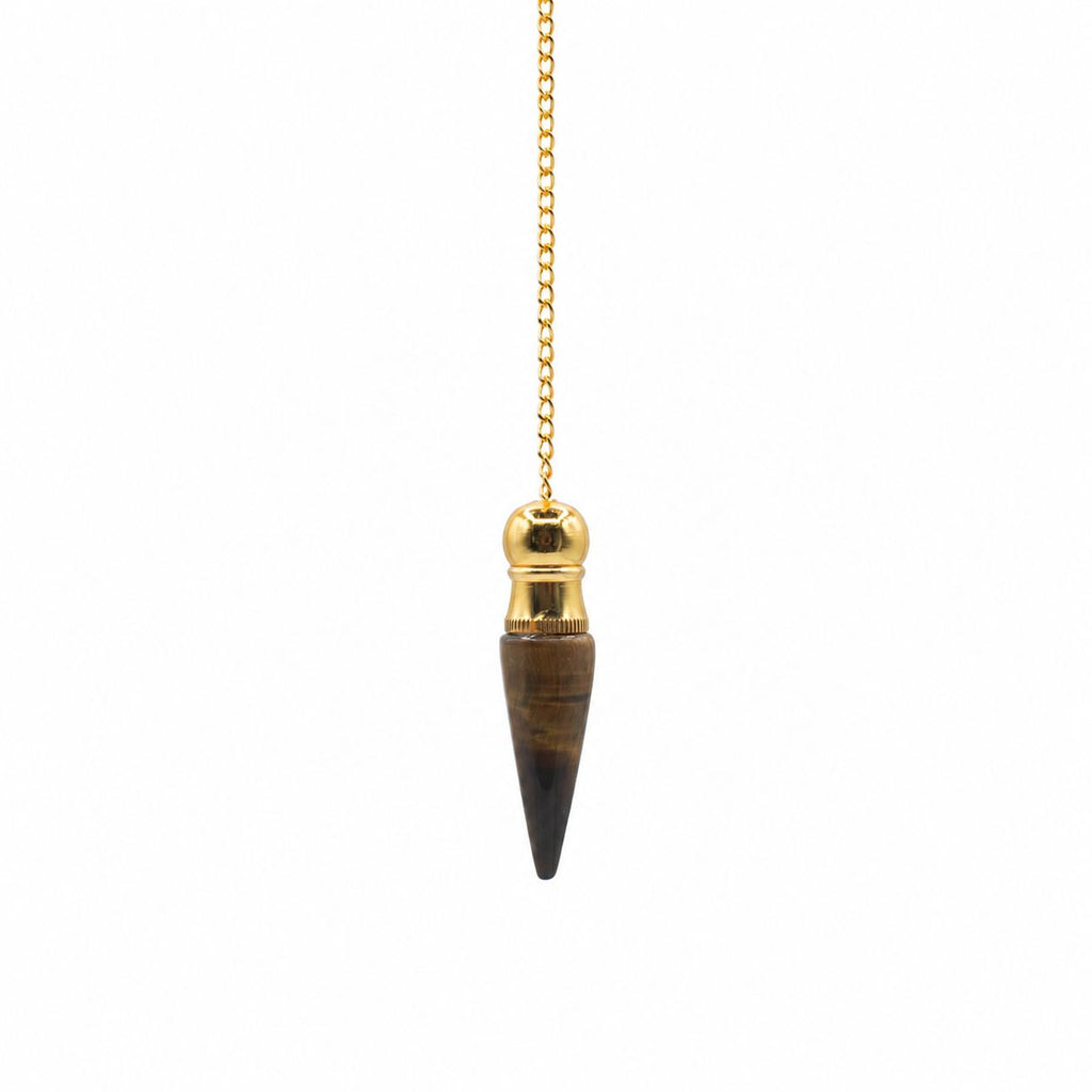 Secret Cavity Discovery of Truth Pendulum - Tiger Eye - Gold Plated Special Gemstone Pendulums