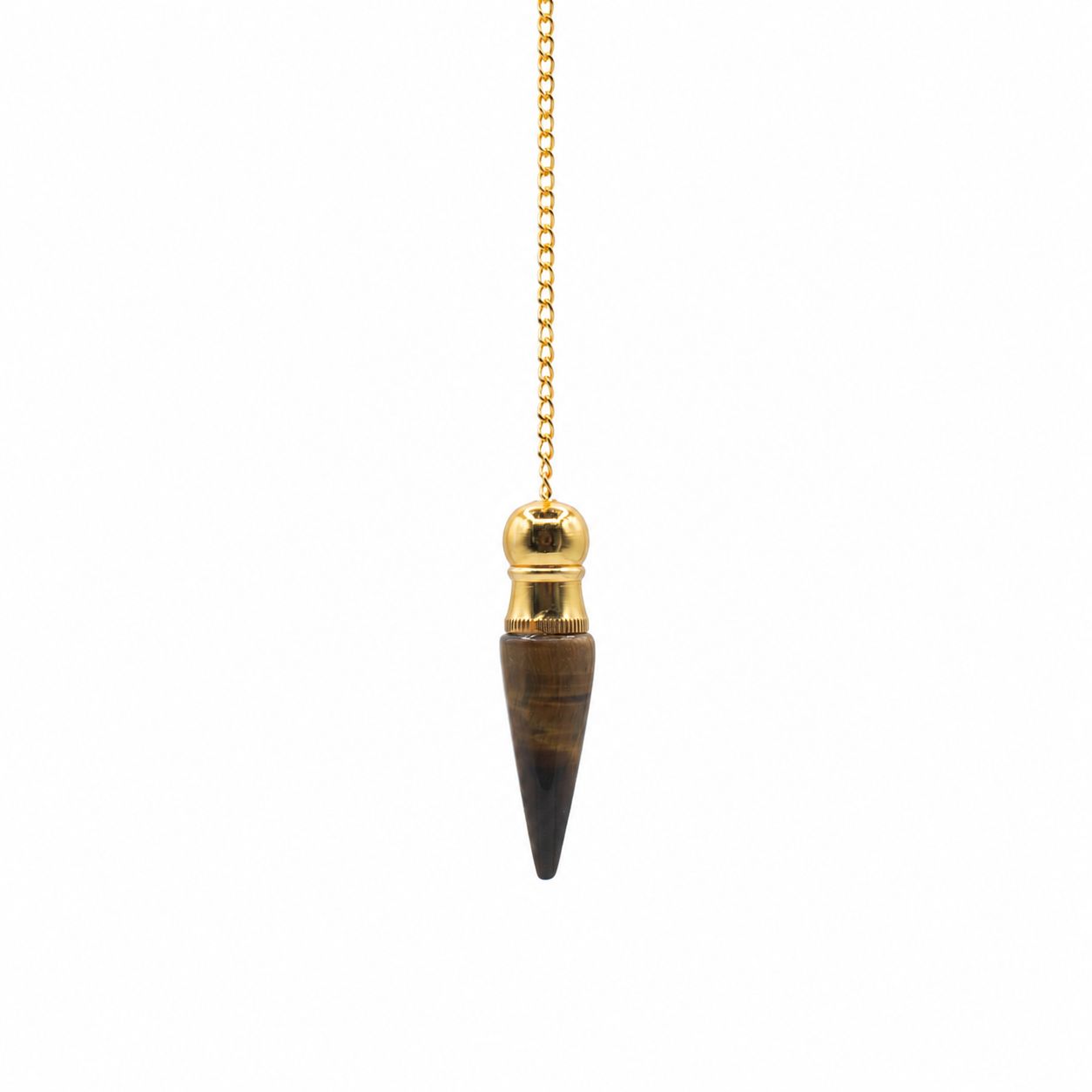 Secret Cavity Discovery of Truth Pendulum - Tiger Eye - Gold Plated Special Gemstone Pendulums