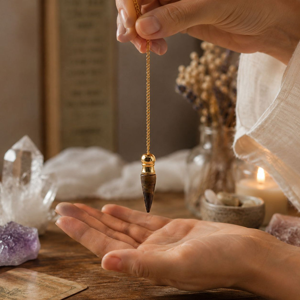 Secret Cavity Discovery of Truth Pendulum - Tiger Eye - Gold Plated Special Gemstone Pendulums