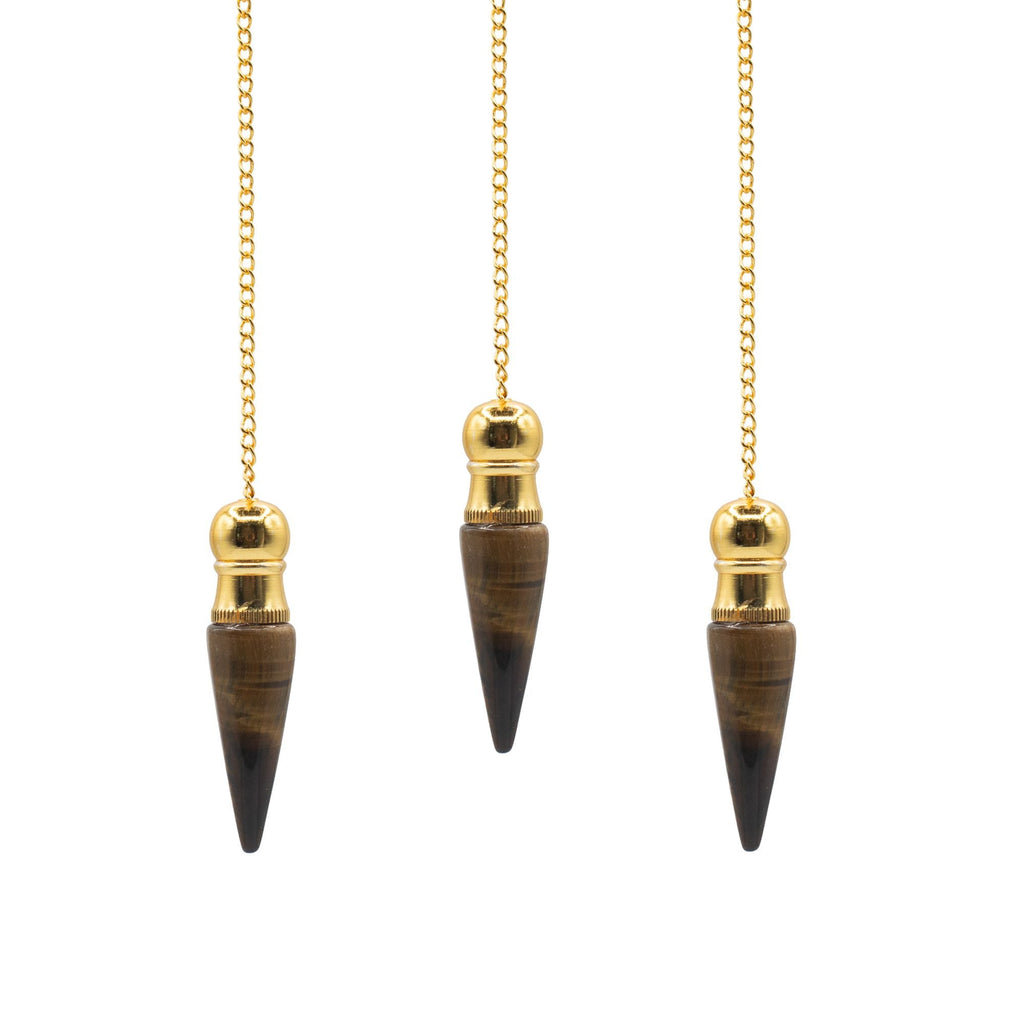 Secret Cavity Discovery of Truth Pendulum - Tiger Eye - Gold Plated Special Gemstone Pendulums