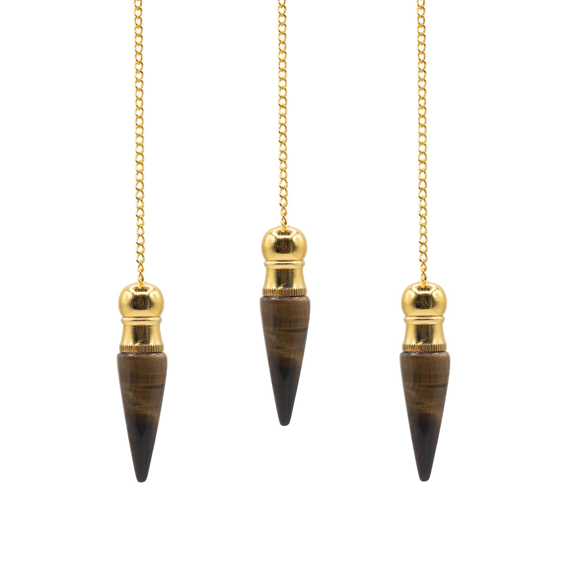 Secret Cavity Discovery of Truth Pendulum - Tiger Eye - Gold Plated Special Gemstone Pendulums