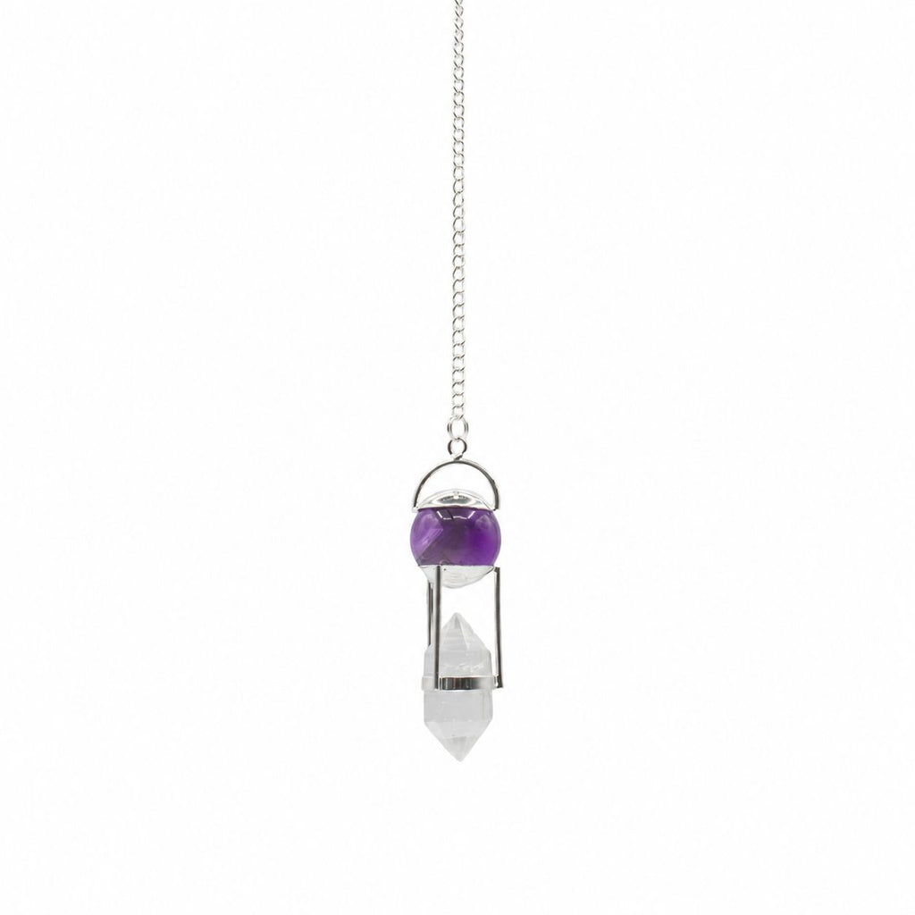 Seeker of Truth - Double Power Pendulum - Amethyst Globe - Clear Quartz Terminated Special Gemstone Pendulums
