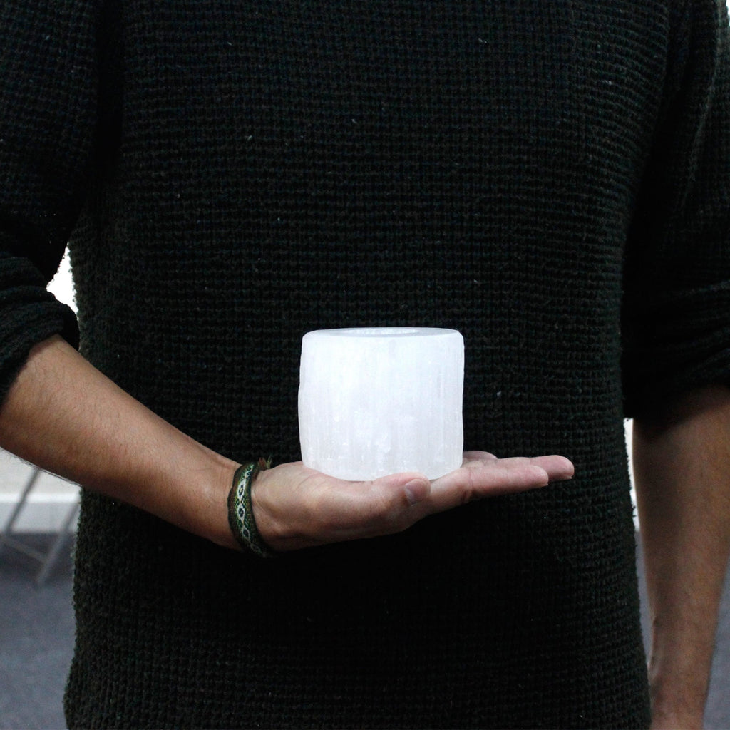 Selenite Cylinder Candle Holder - 8 cm From Witch, Please!