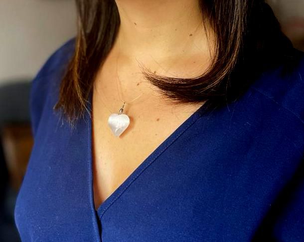 Selenite Heart Pendant Pendants