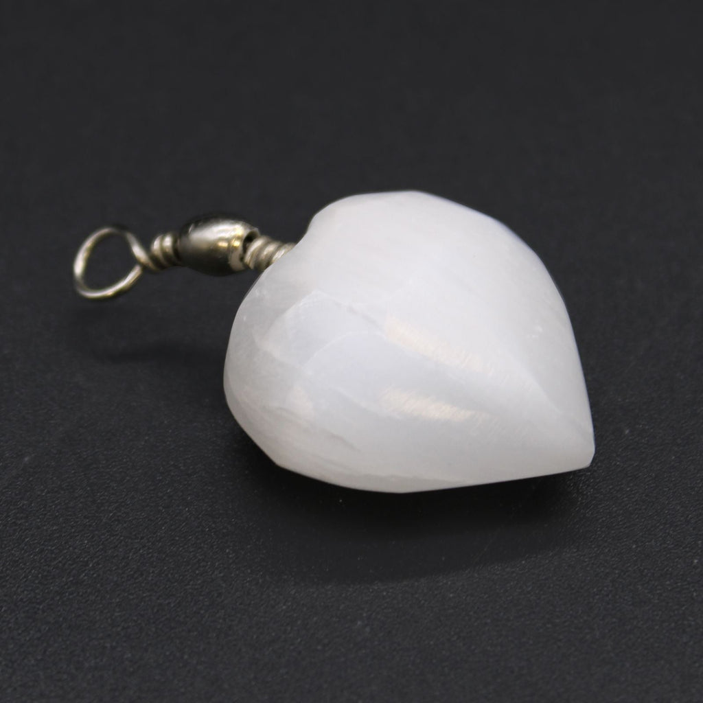 Selenite Heart Pendant Pendants