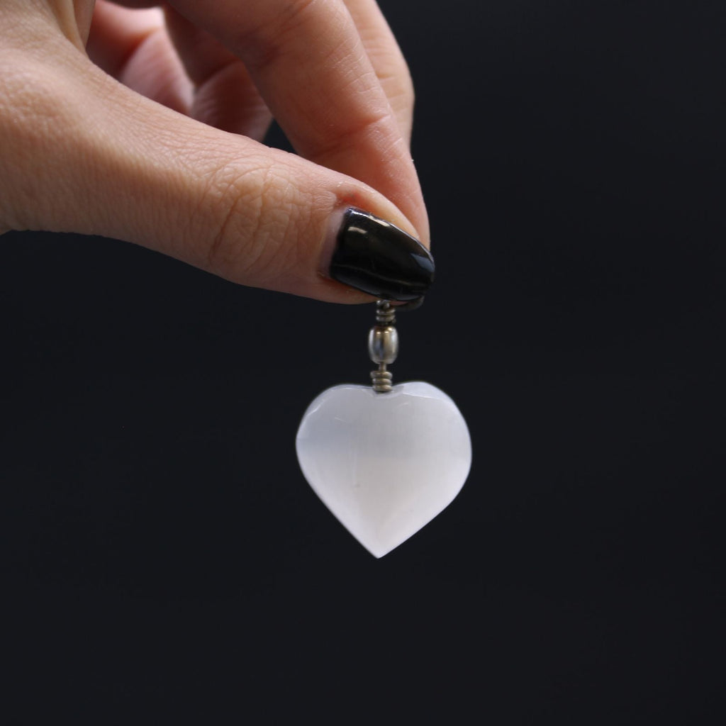 Selenite Heart Pendant Pendants