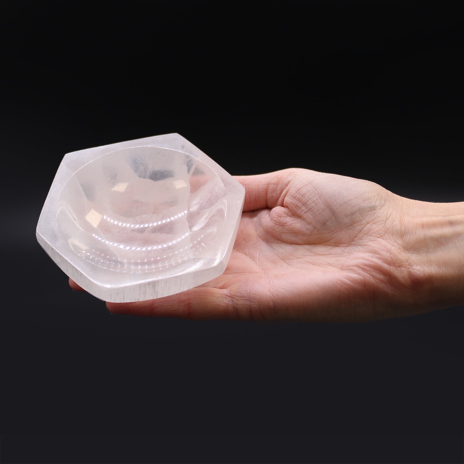 Selenite Hex Bowl - 10cm From Witch, Please!