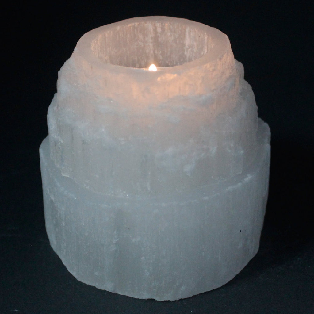 Selenite Mountain Top Candle Holder - 8 cm From Witch, Please!