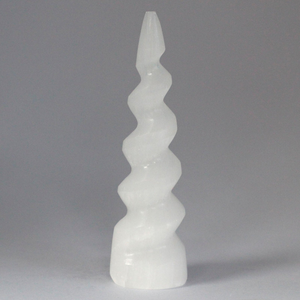 Selenite Spiral Unicorn Horn Tower - 15 cm From Witch, Please!