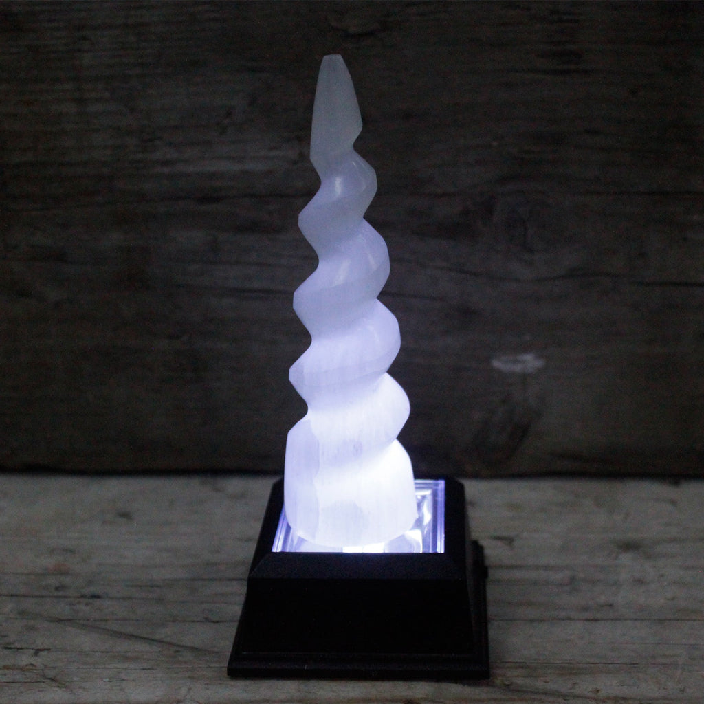 Selenite Spiral Unicorn Horn Tower - 15 cm From Witch, Please!