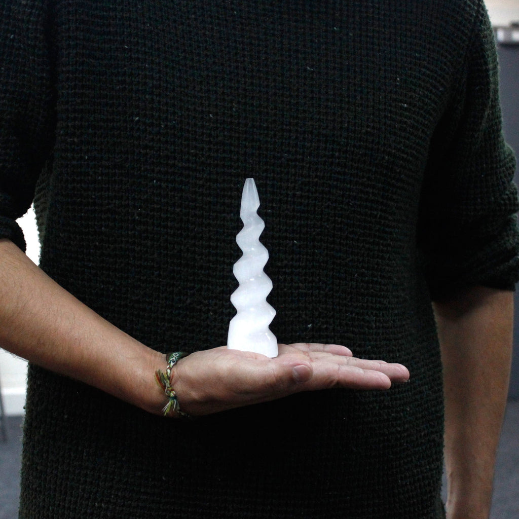 Selenite Spiral Unicorn Horn Tower - 15 cm From Witch, Please!