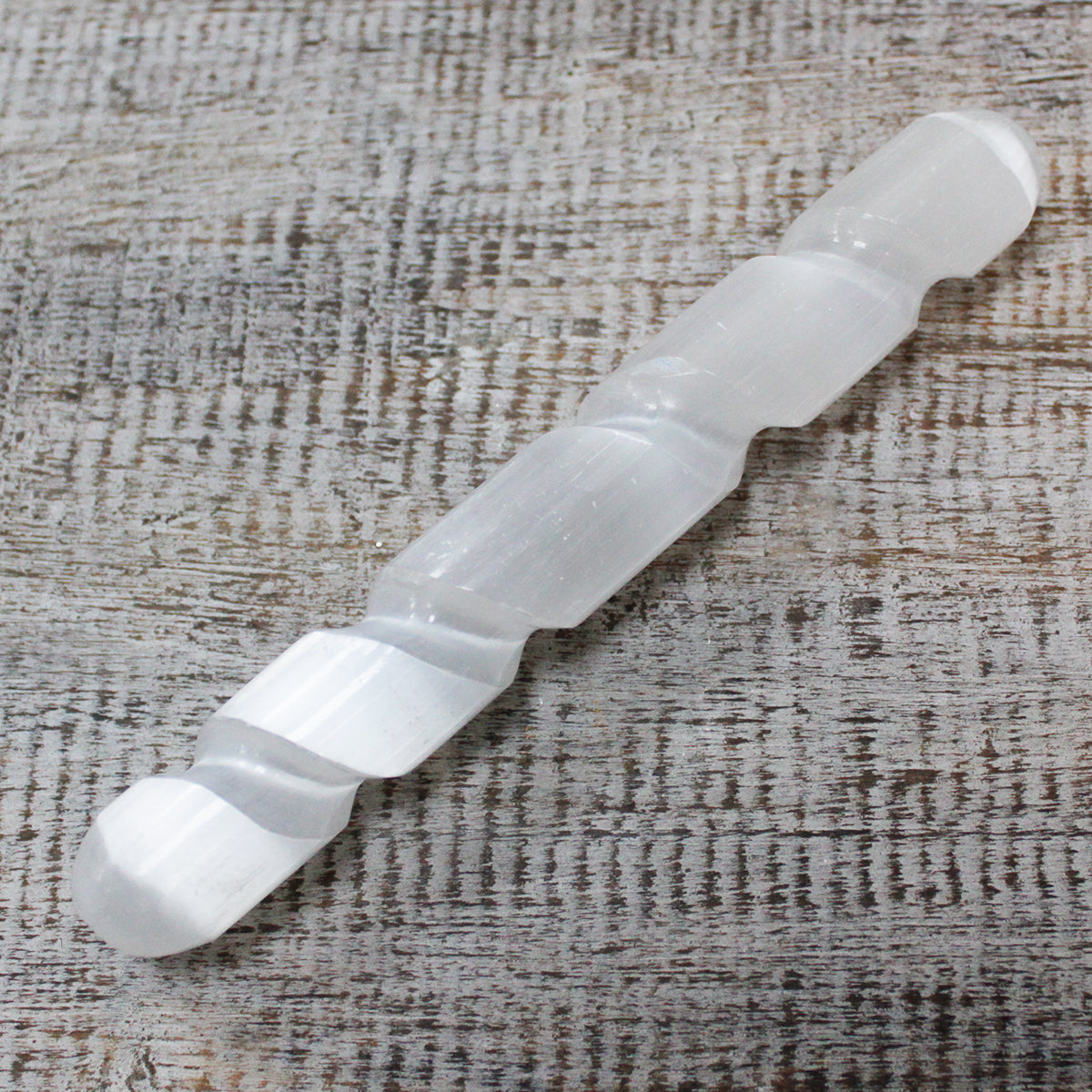 Selenite Spiral Wand - 16 cm ( Round Both Ends) From Witch, Please!