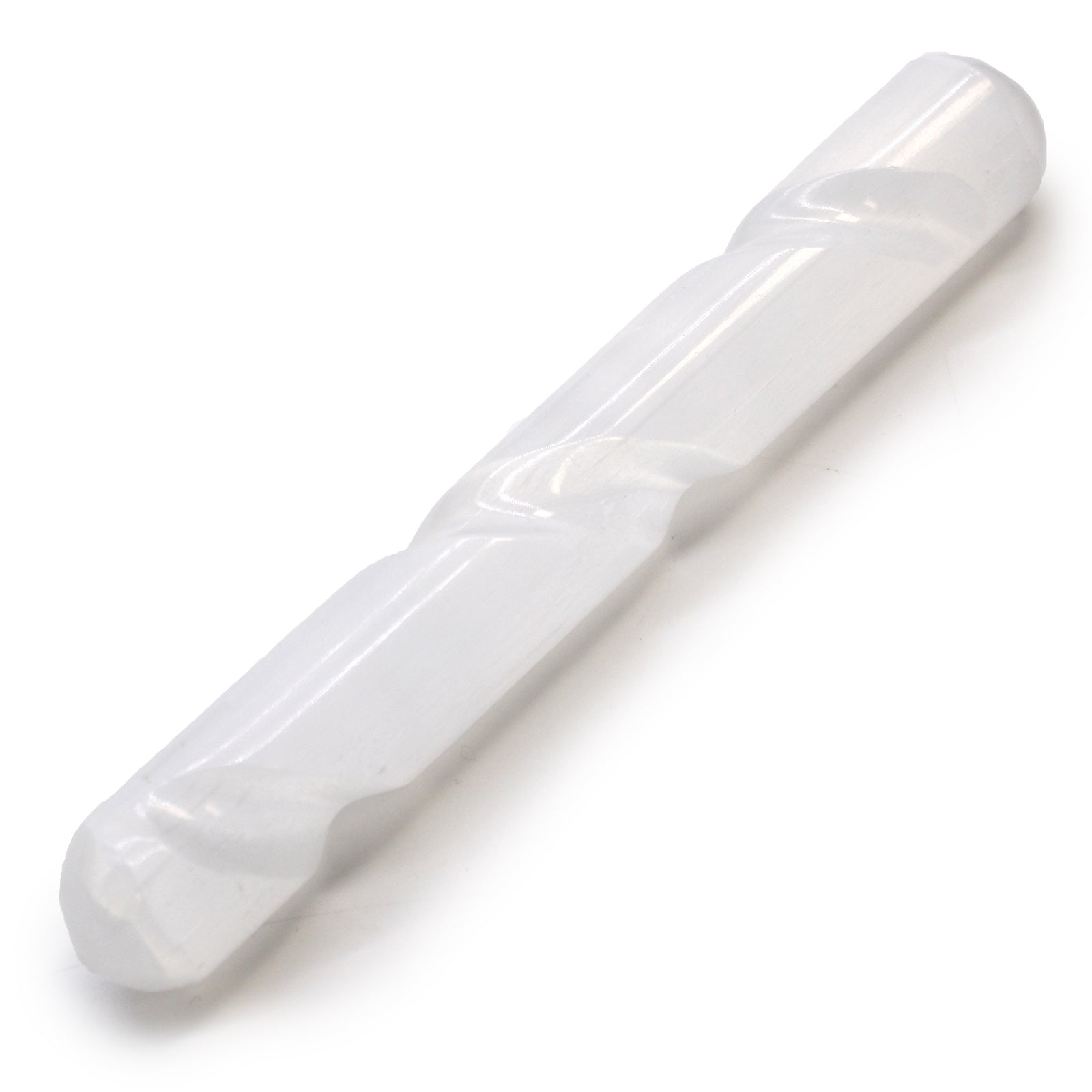 Selenite Spiral Wand - 16 cm ( Round Both Ends) From Witch, Please!