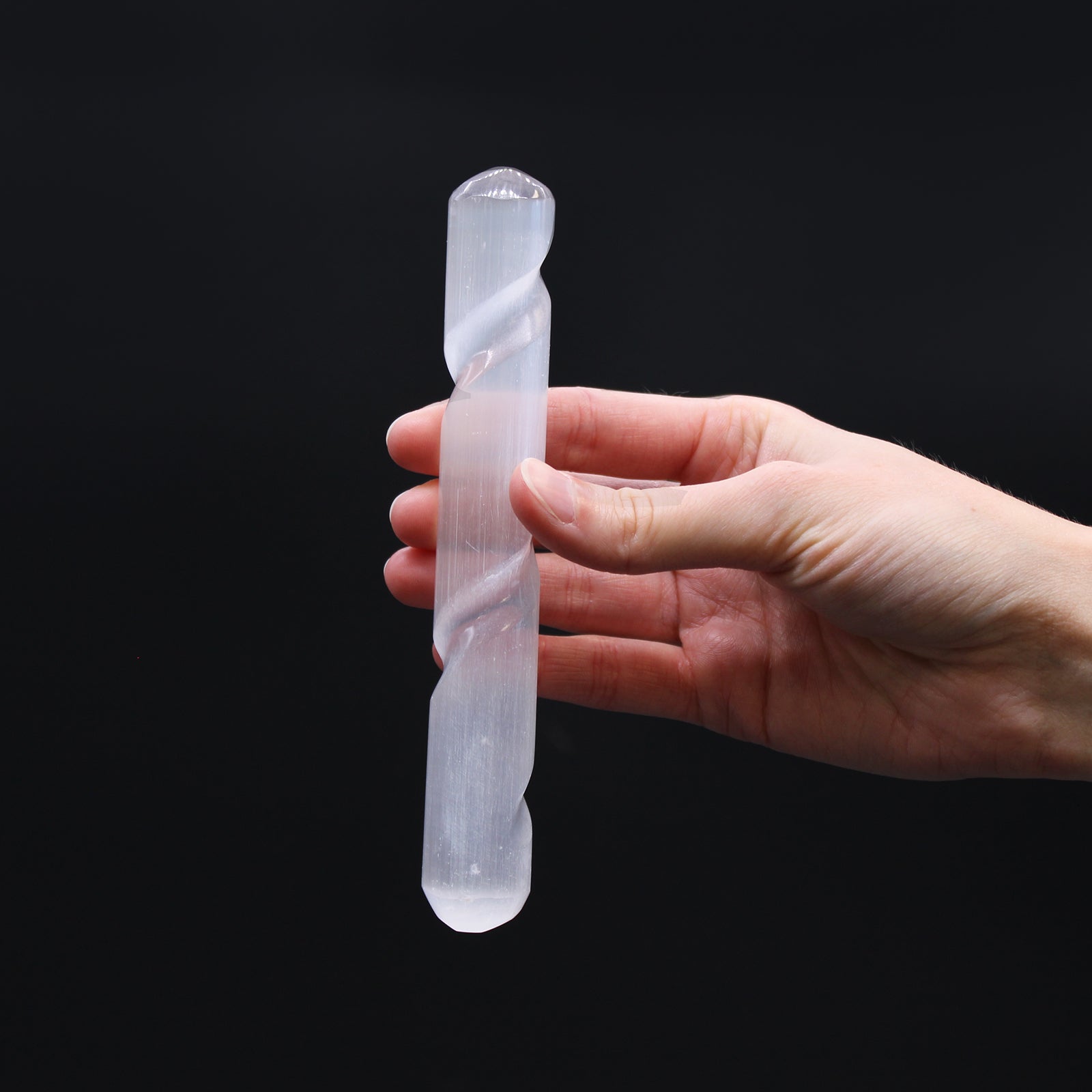 Selenite Spiral Wand - 16 cm ( Round Both Ends) From Witch, Please!