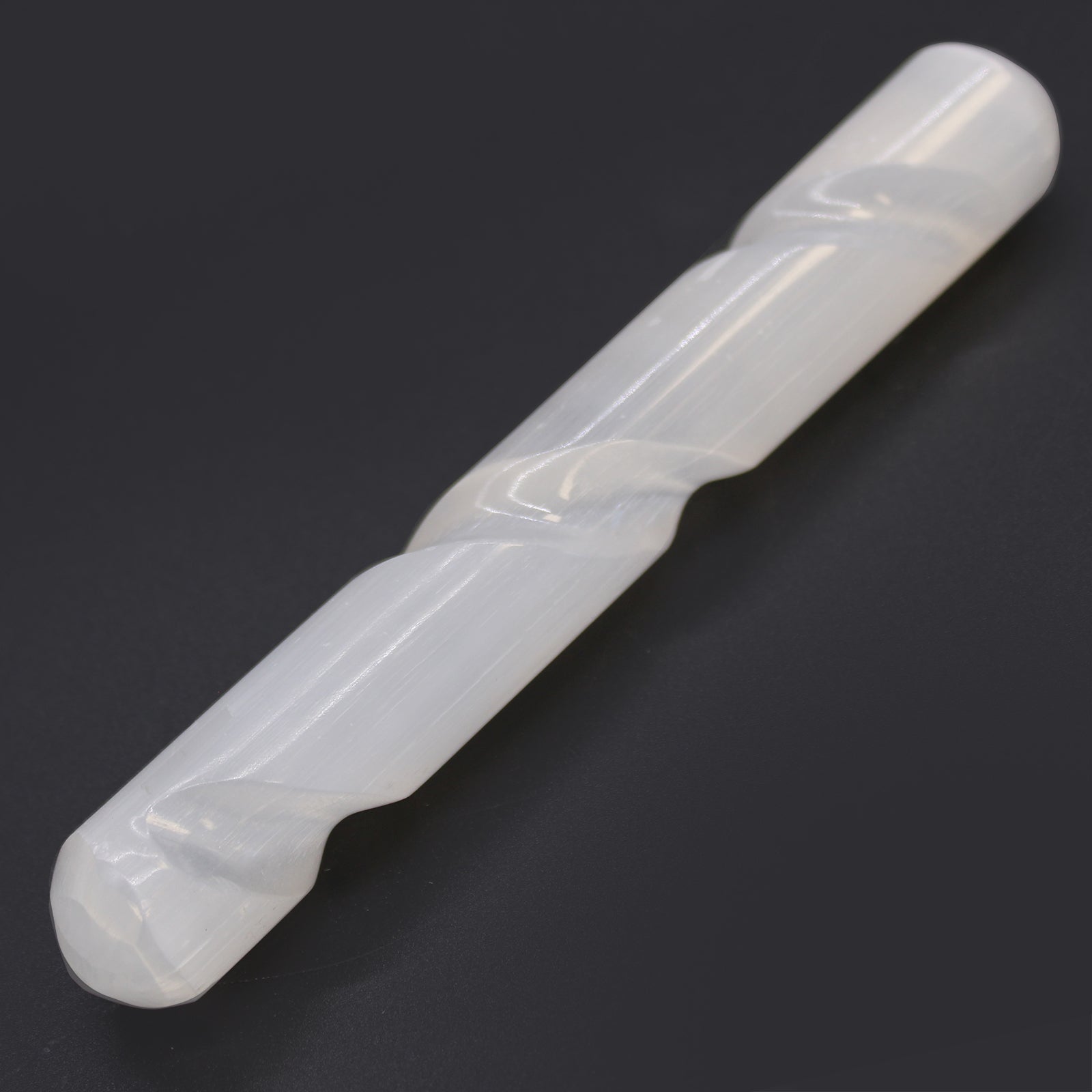 Selenite Spiral Wand - 16 cm ( Round Both Ends) From Witch, Please!