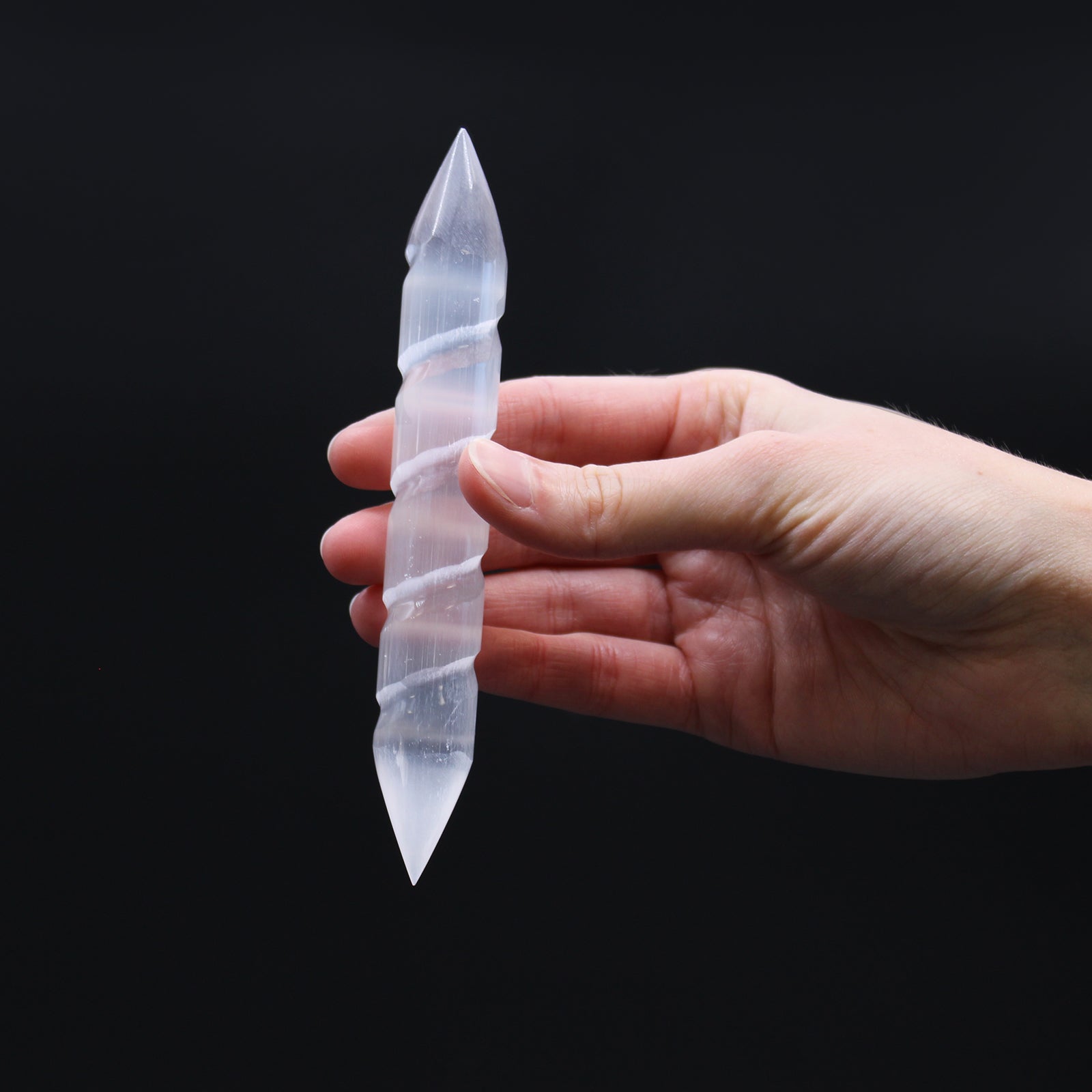 Selenite Spiral Wands - 16 cm (Point Both Ends) From Witch, Please!
