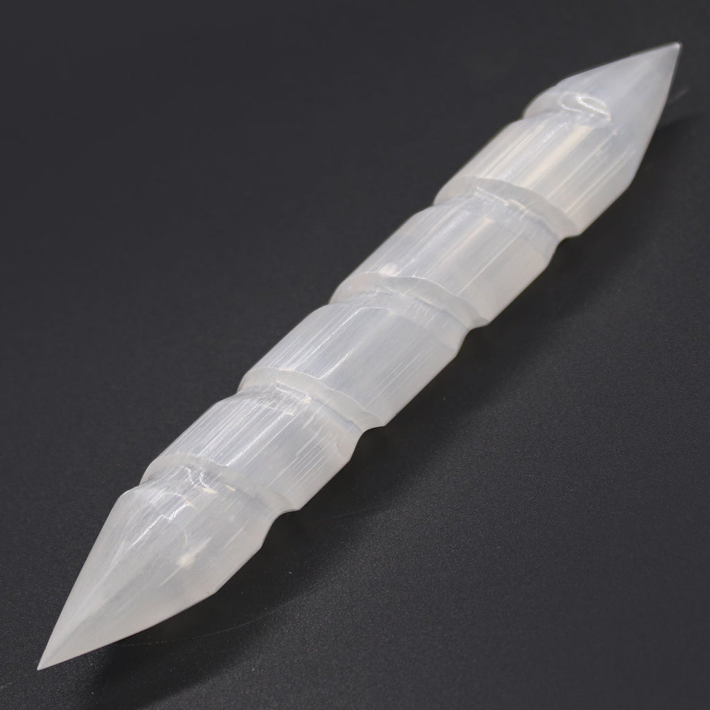 Selenite Spiral Wands - 16 cm (Point Both Ends) From Witch, Please!