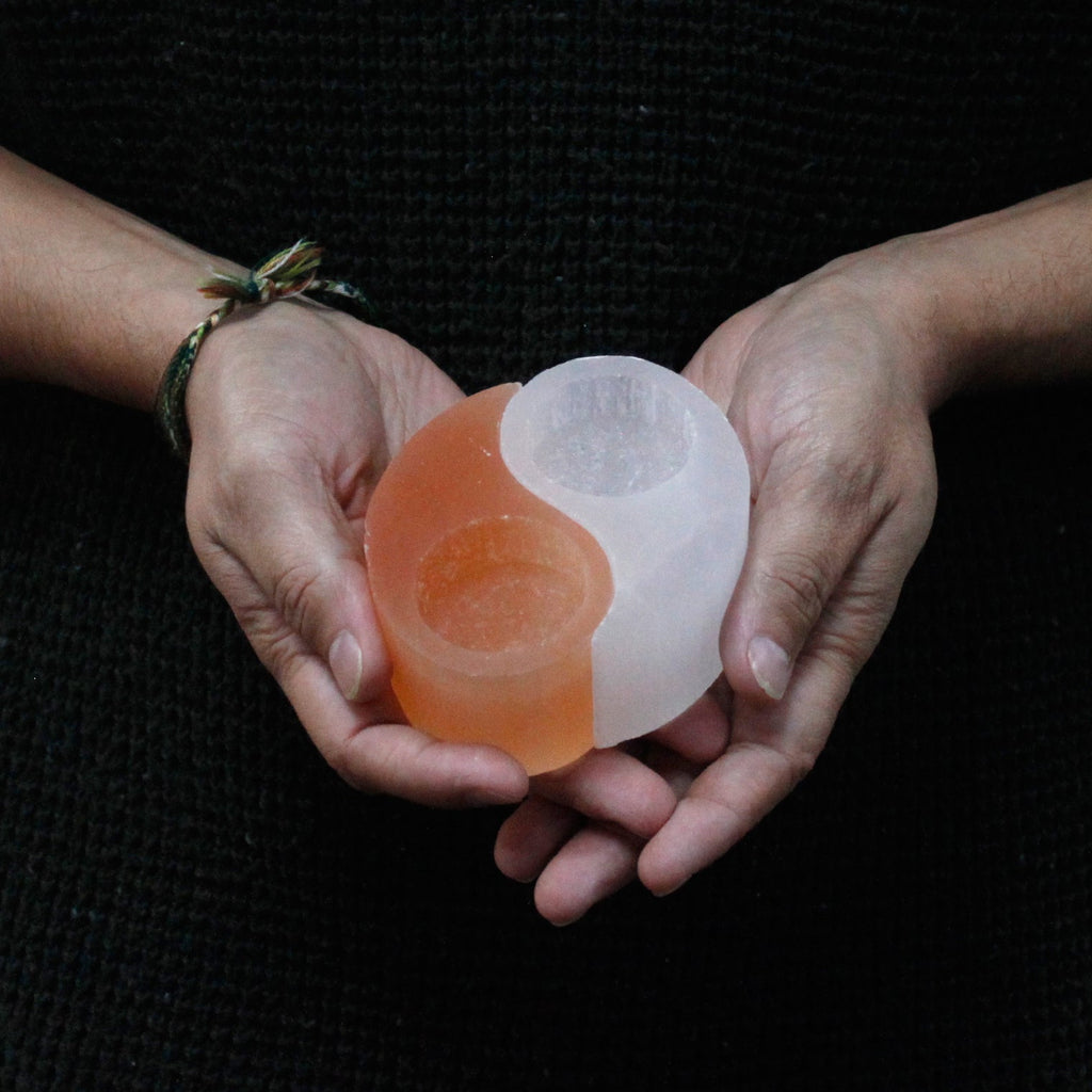 Selenite Ying Yang Candle Holder From Witch, Please!