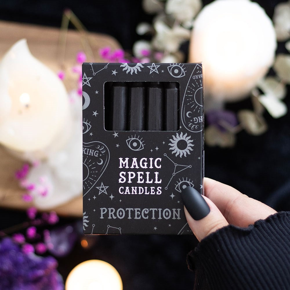 Set of 12 Black ’Protection’ Spell Candles