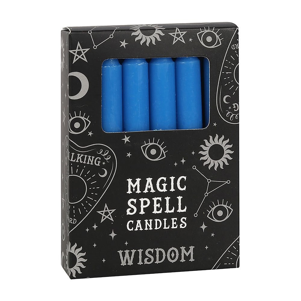 Set of 12 Blue ’Wisdom’ Spell Candles