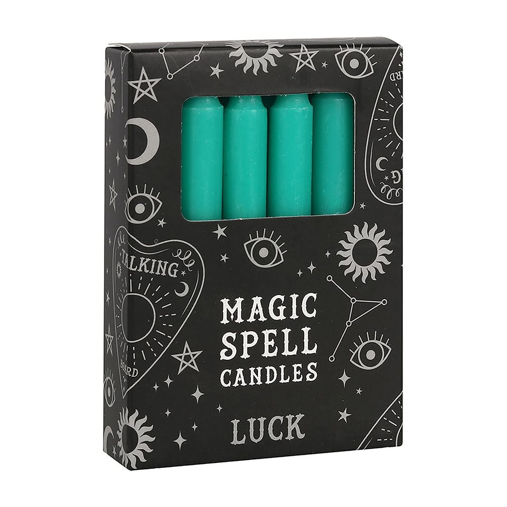 Set of 12 Green ’Luck’ Spell Candles