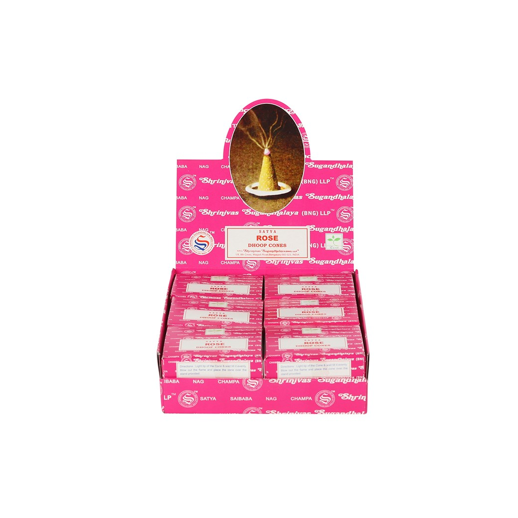 Set of 12 Rose Dhoop Incense Cones by Satya (6/30)