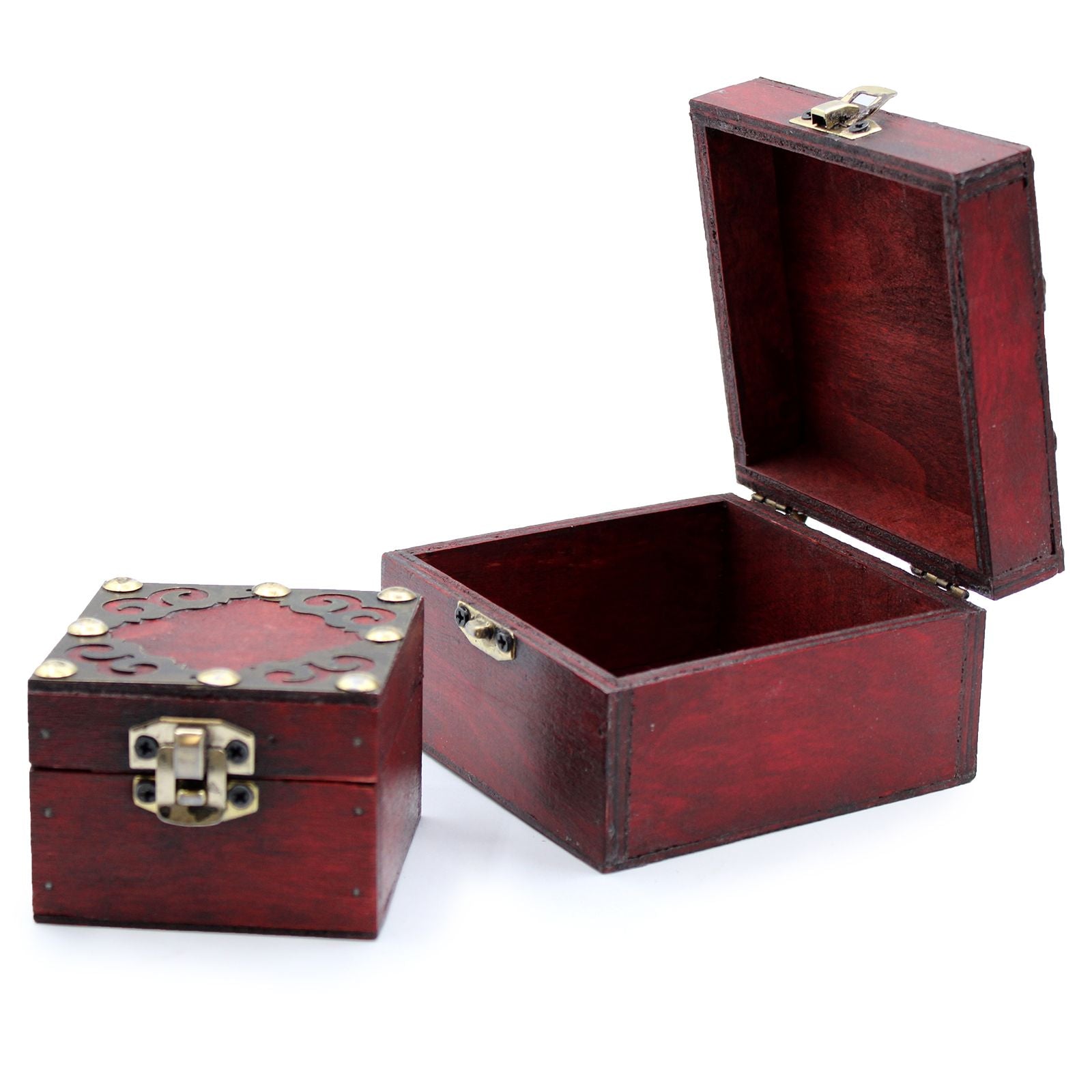 Set of 2 Gothic Square Boxes Vintage Style