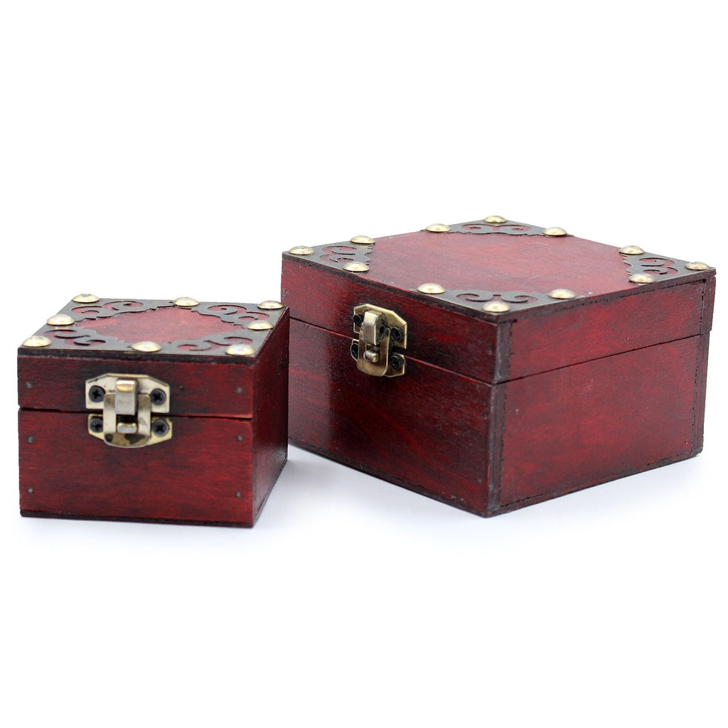 Set of 2 Gothic Square Boxes Vintage Style