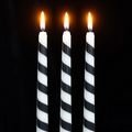 Set of 3 Black Candy Cane Taper Candles Candle
