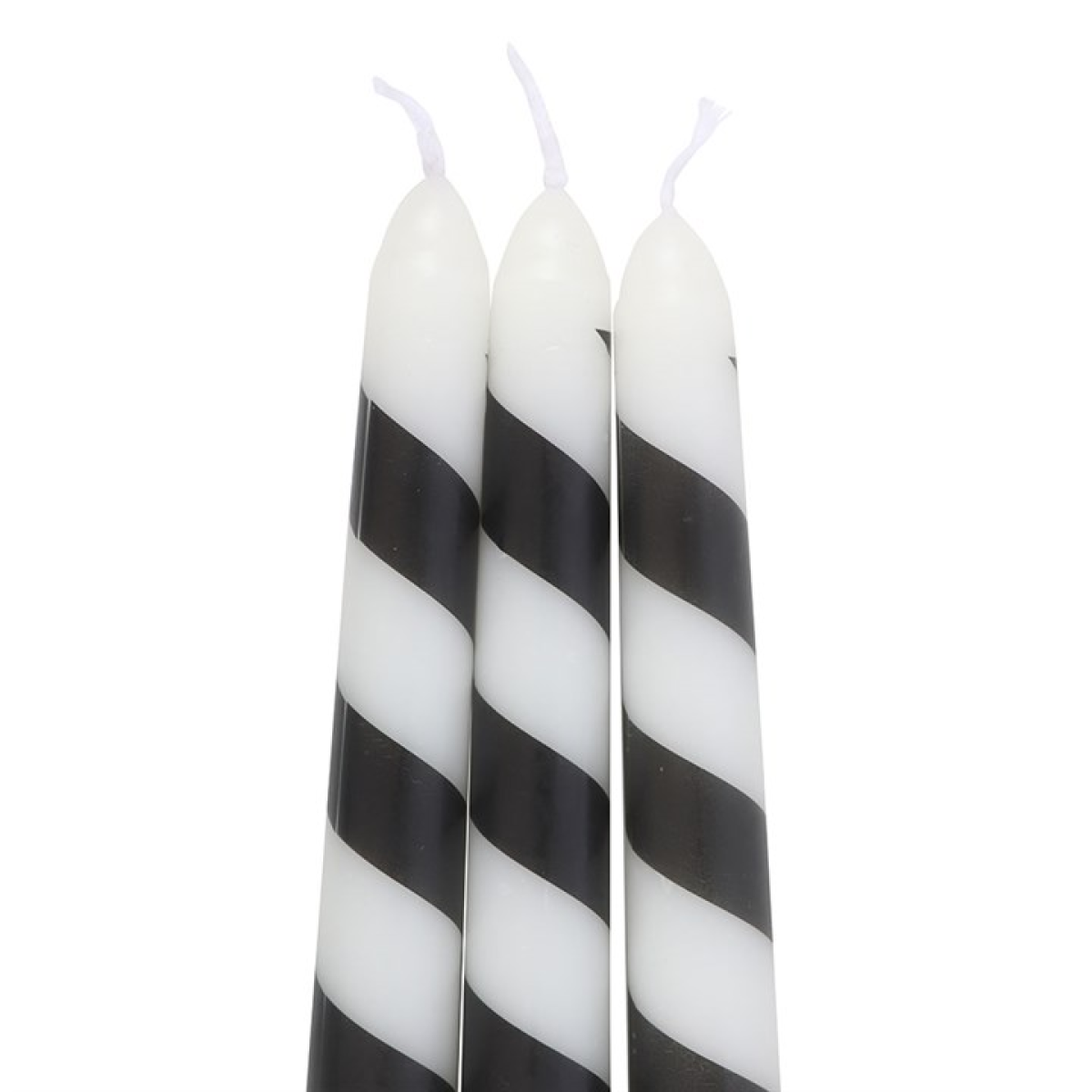 Set of 3 Black Candy Cane Taper Candles Candle