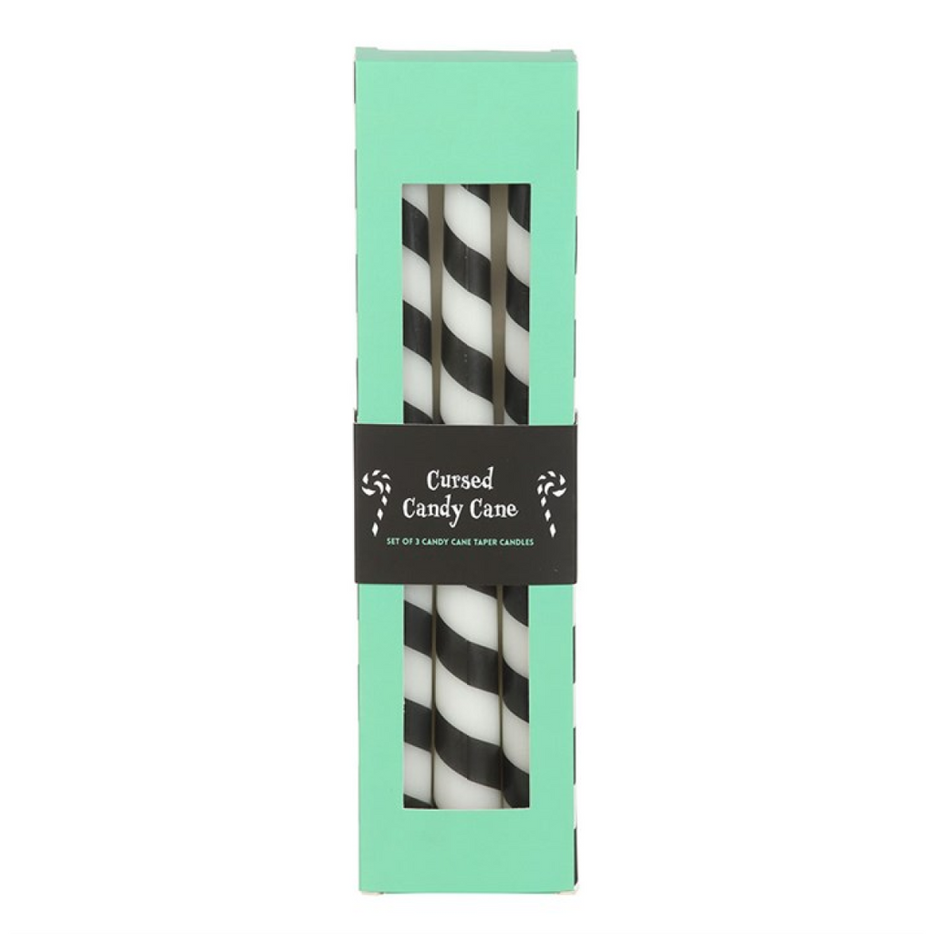 Set of 3 Black Candy Cane Taper Candles Candle