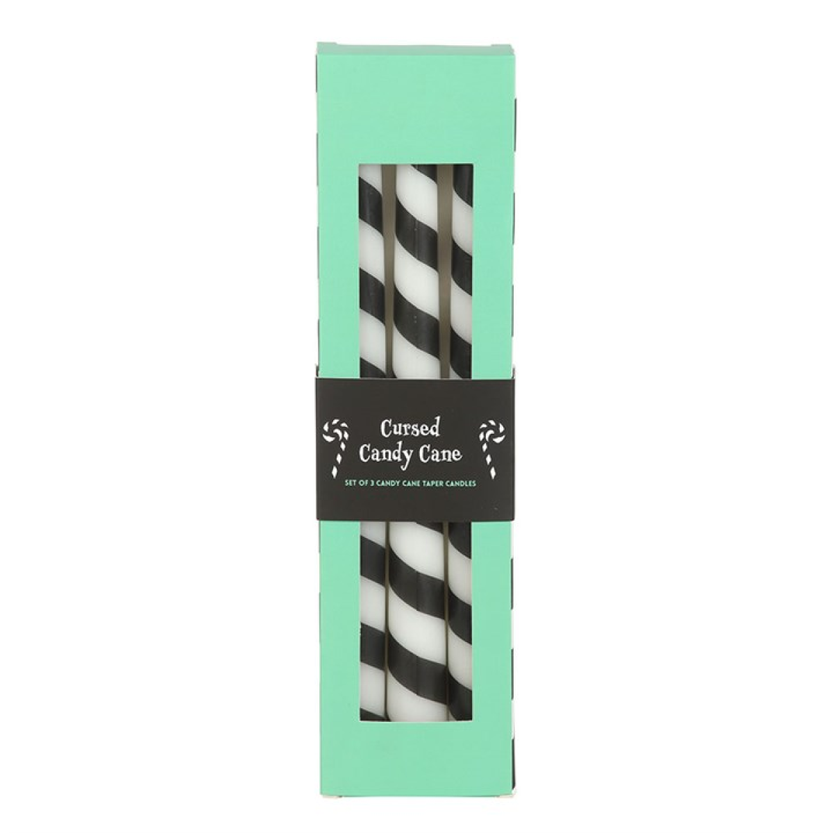 Set of 3 Black Candy Cane Taper Candles Candle