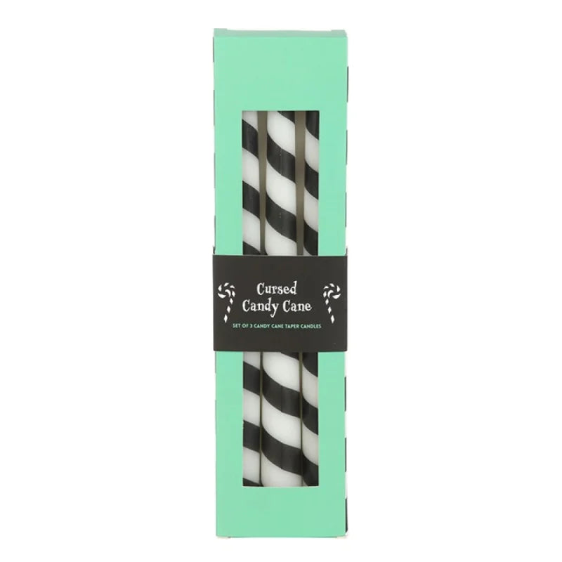 Set of 3 Black Candy Cane Taper Candles Candle