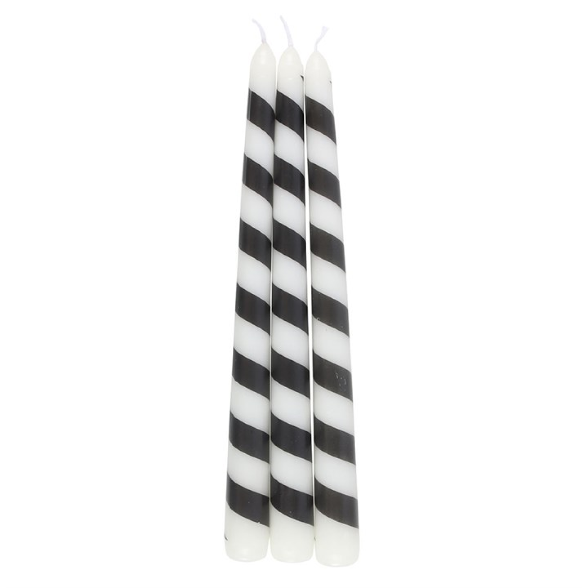 Set of 3 Black Candy Cane Taper Candles Candle