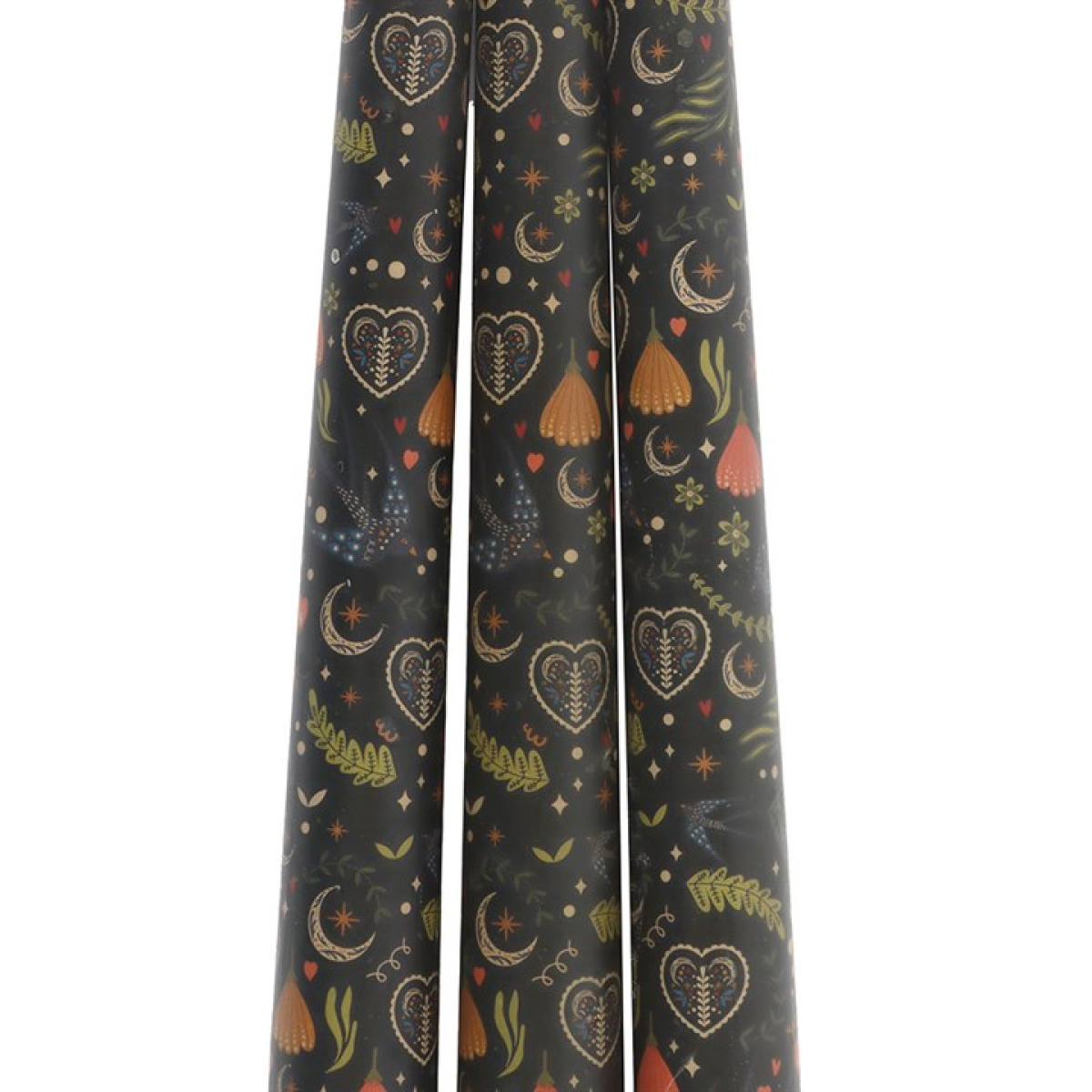 Set of 3 Black Midnight Print Taper Candles Candle