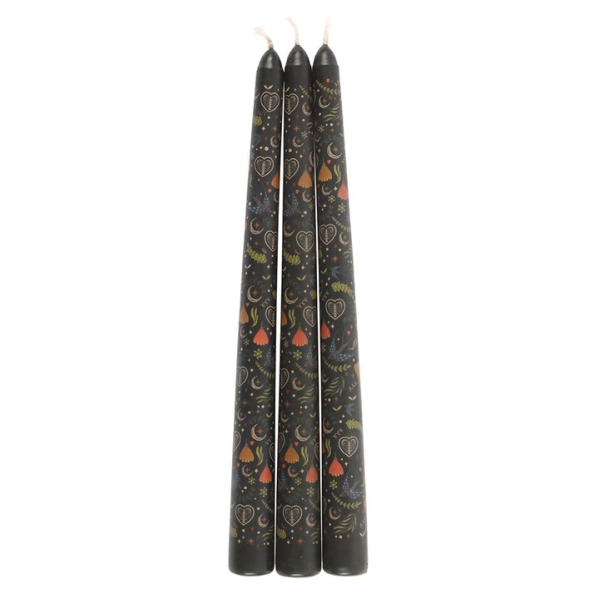 Set of 3 Black Midnight Print Taper Candles Candle