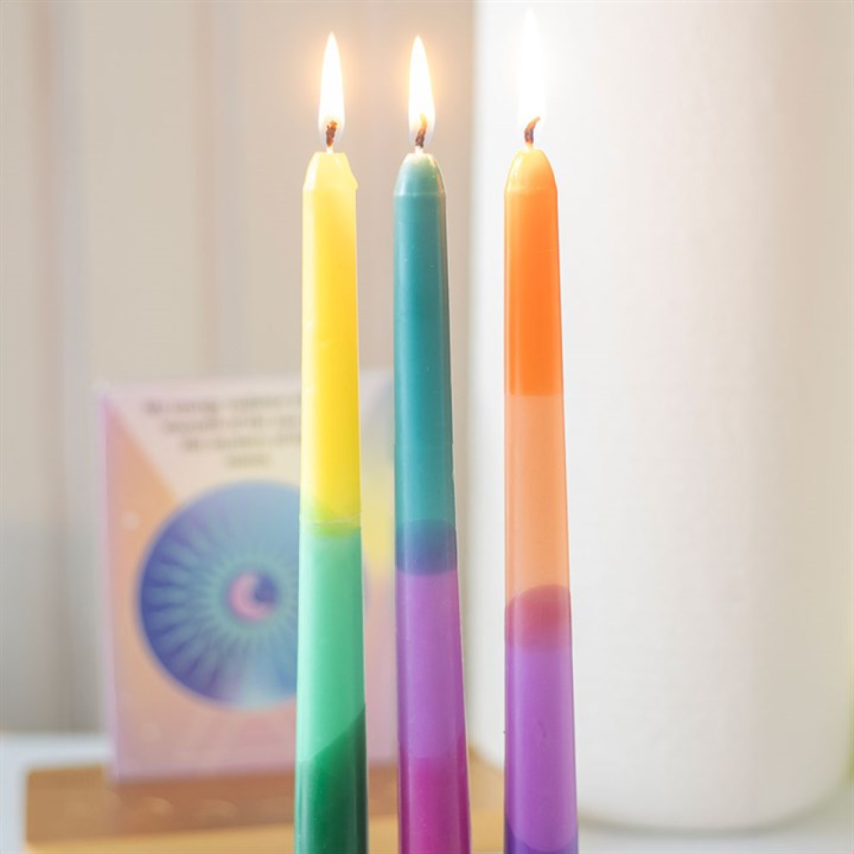 Set of 3 Dipped Aura Energy Taper Candles Candle