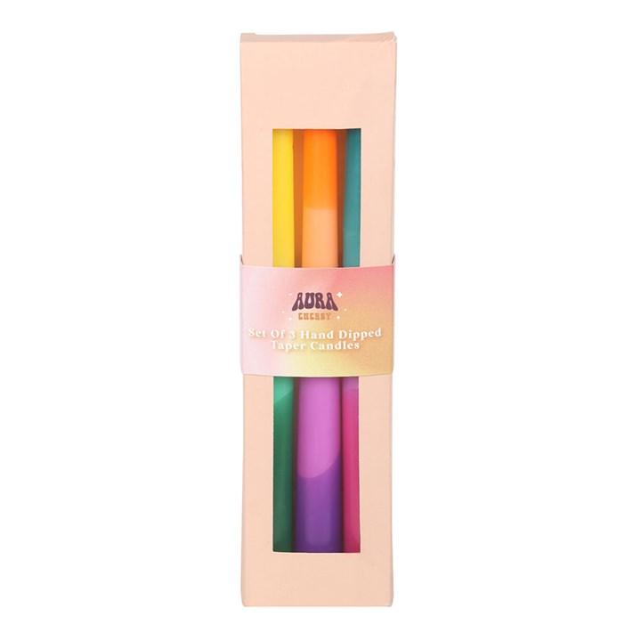 Set of 3 Dipped Aura Energy Taper Candles Candle