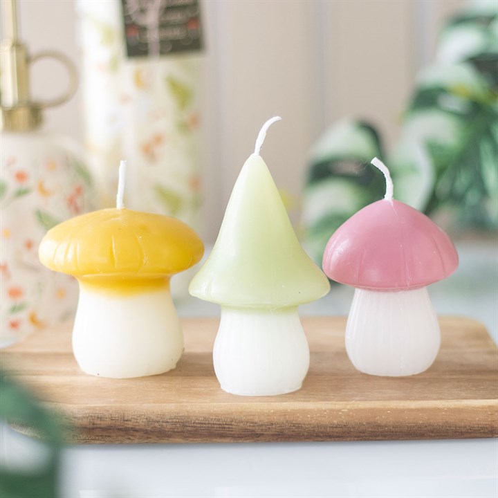 Set of 3 Pastel Mushroom Candles - Candle