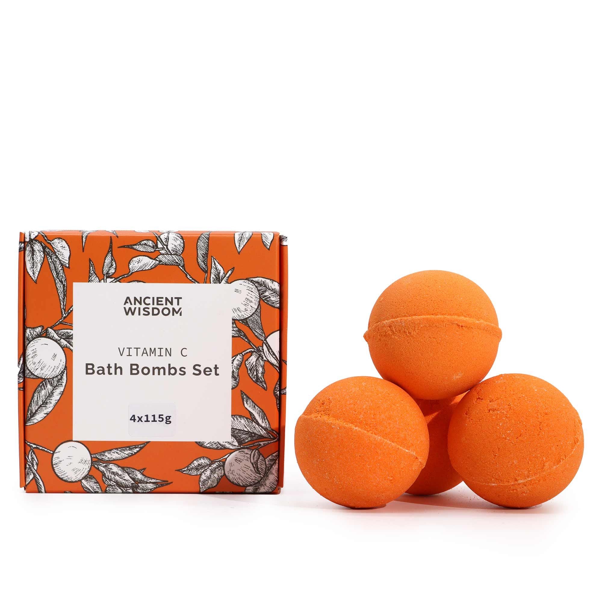 Set of 4 Vitamin C Bath Bombs – Aromatherapy Quartet - Vitamin C Skincare
