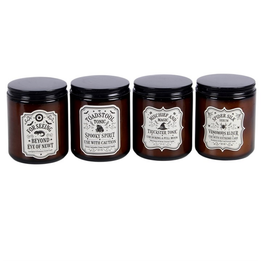 Set of 4 Witch’s Apothecary Amber Jar Candles