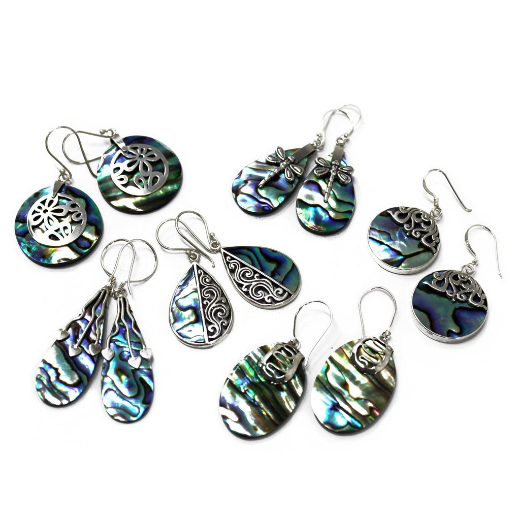 Shell & Silver Earrings - Abalone Earings