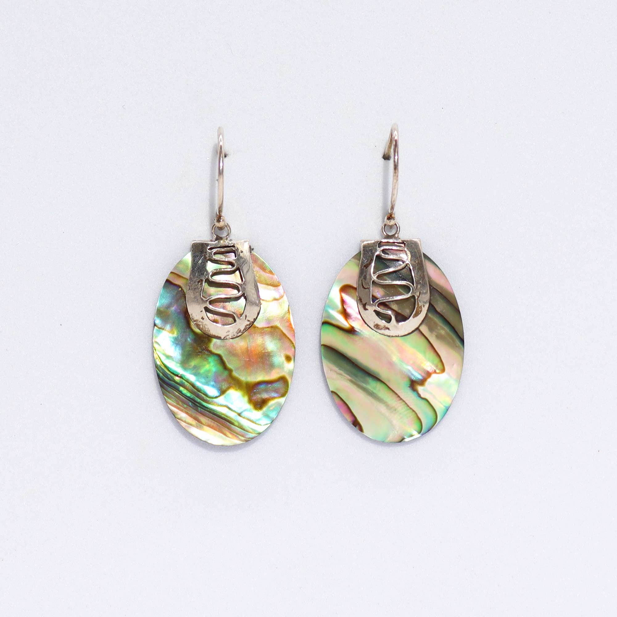 Shell & Silver Earrings - Abalone Earings