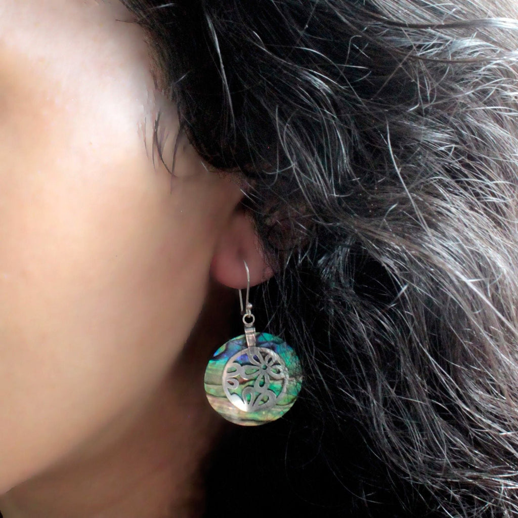 Shell & Silver Earrings - Classic Disc - Abalone Earings