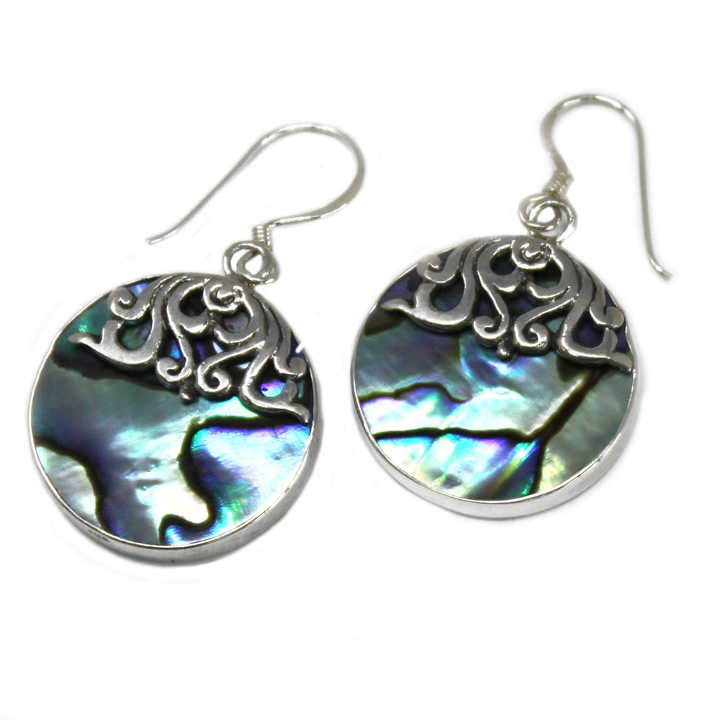 Shell & Silver Earrings - Classic Disc - Abalone Earings